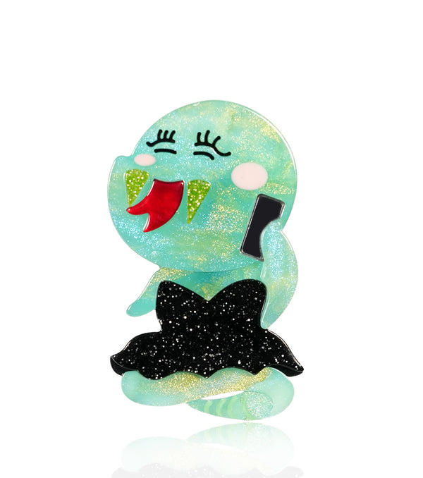 Chatty Black Dress Sweet Cool Snake Brooch